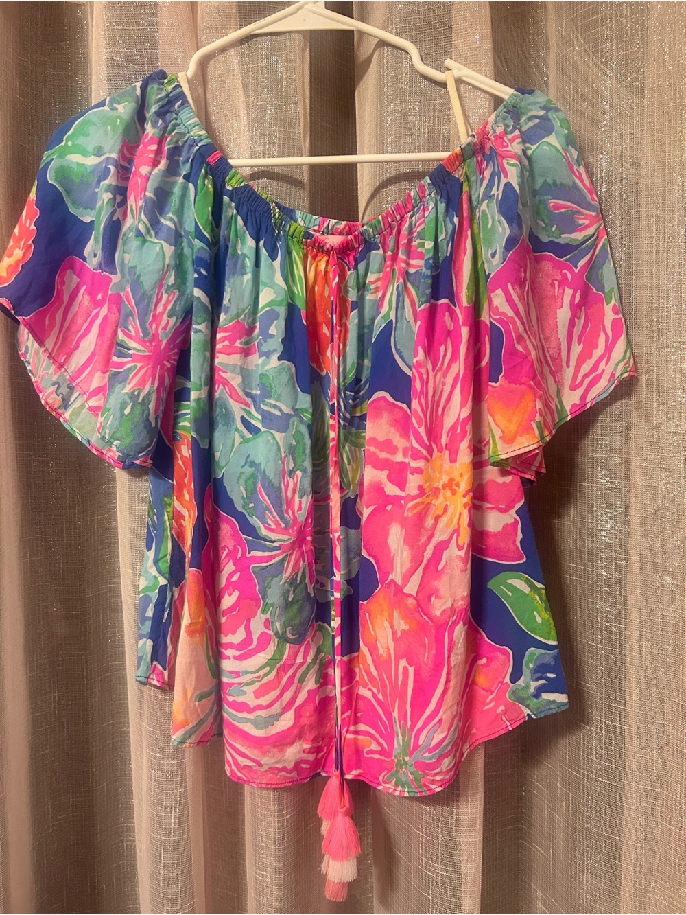 Lilly Pulitzer Floral Off-Shoulder Top  jungle utopia size small